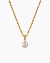 Micro Pavé Peace Sign Amulet in 18K Yellow Gold with Diamonds, 7.6mm